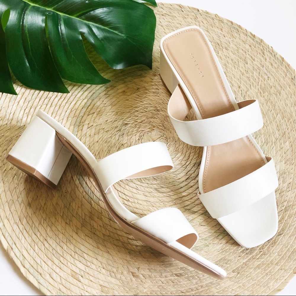 NEW✨Topshop Darla Square Toed White Mules 9.5